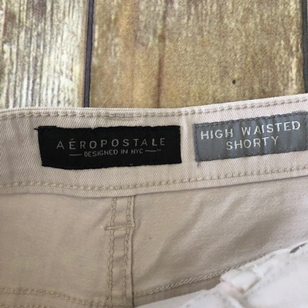 Aeropostale Beige High Waisted Shorty Jeans Shorts 6 - Picture 3 of 6